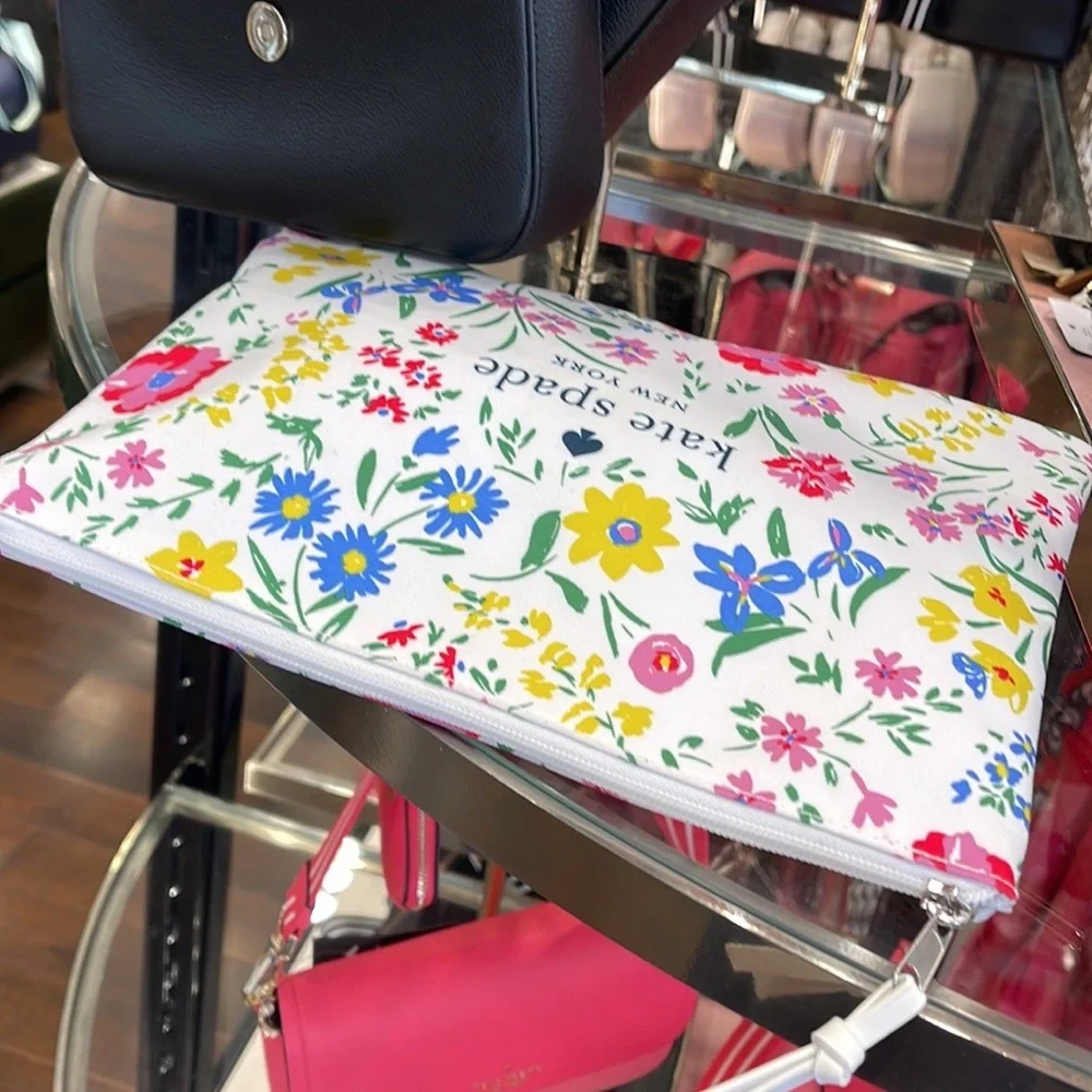 Kate Spade Large Canvas Floral Print Zip Pouch - Picture 13 of 16